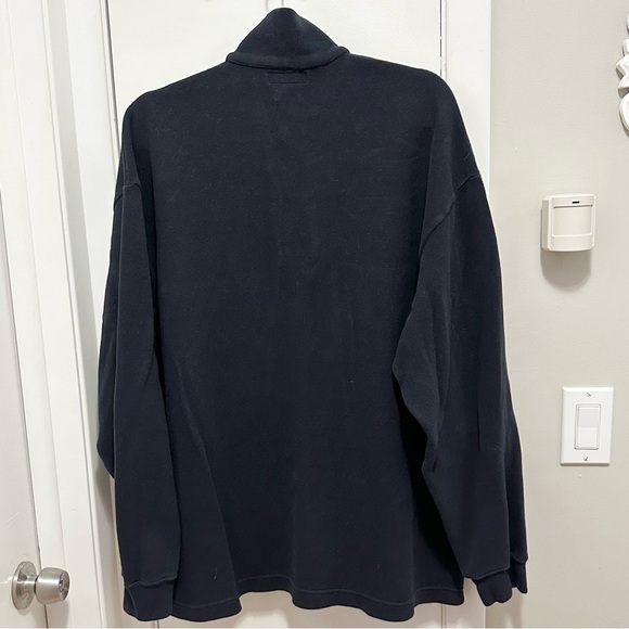 Coach Mens Soft Cotton Sweater XL Button Mock Neck Collar Navy Blue Made Italy - Picture 3 of 6